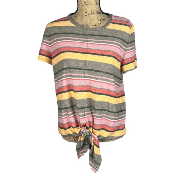 Madewell Tops - Madewell Texture & Thread Tie-Front Top Kieran Stripe Large